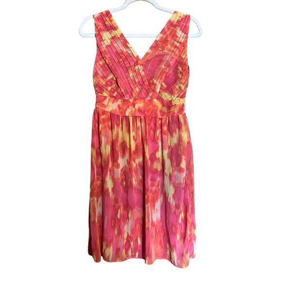 APT 9 Dress Womens 16 Multicolor Artsy Print Sleeveless Pleated Fit Flare Midi - Picture 1 of 8